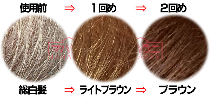 ハーバルカラー染まり例