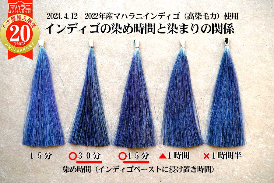 インディゴの染め時間と染まりの関係